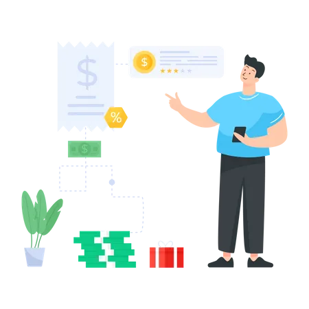 Man earning referral points  Illustration