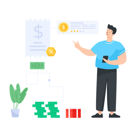 Man earning referral points  Illustration