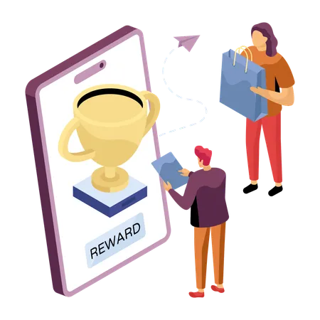 Man earning shopping reward  Illustration