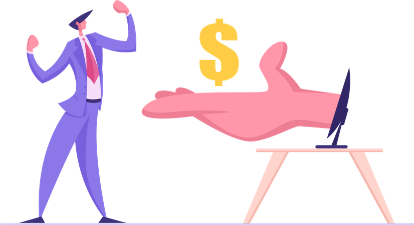 Man earning through passive income Illustration
