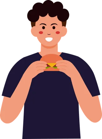 Man Eating Burger  Illustration