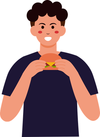 Man Eating Burger  Illustration