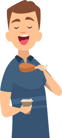 Man eating chicken  Illustration