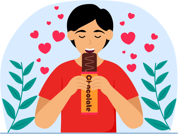 Man eating chocolate Illustration