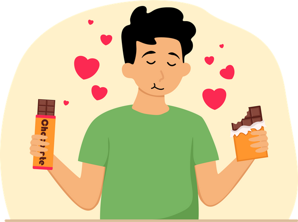 Man eating chocolate  Illustration