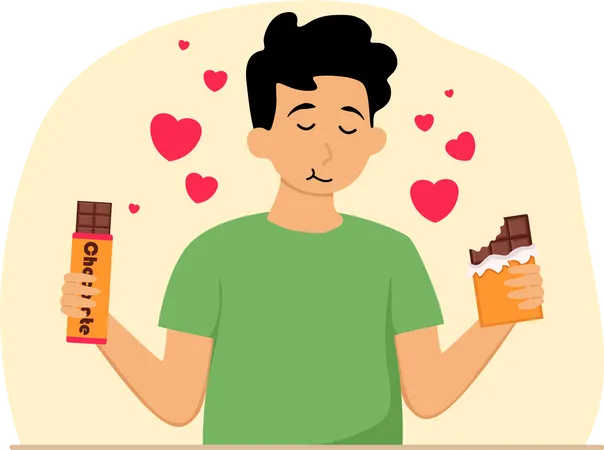 Man eating chocolate  Illustration