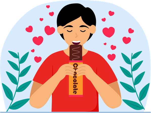 Man eating chocolate  Illustration