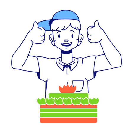 Man eating delicious cake  Illustration