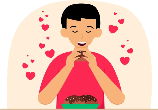 Man eating donut  Illustration