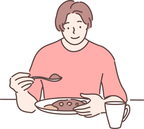 Man eating food  Illustration