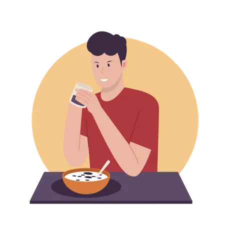Man eating food Illustration