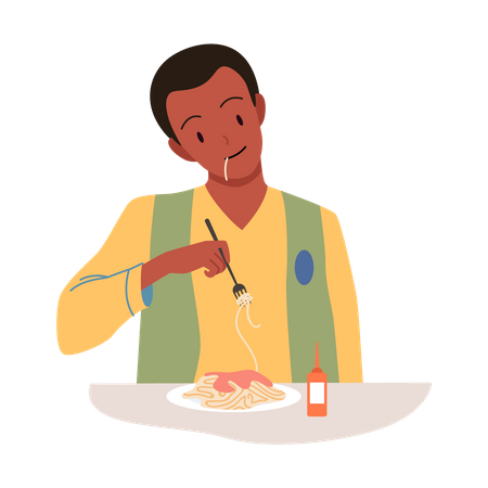 Man Eating Food  Illustration