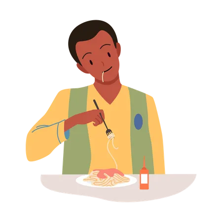 Man Eating Food  Illustration