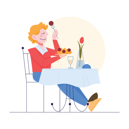 Man eating food  Illustration