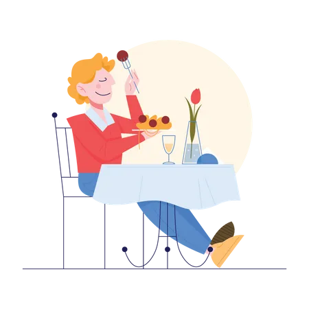 Man eating food  Illustration