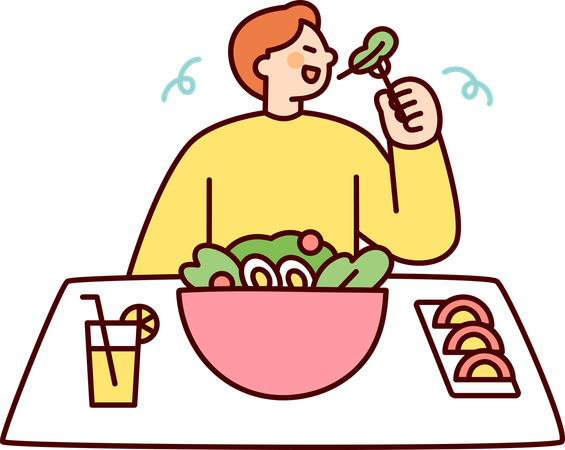 Man eating healthy food  Illustration