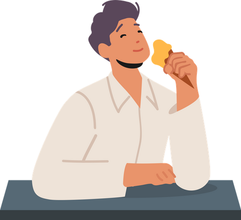 Man Eating Ice Cream  Illustration