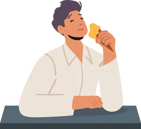 Man Eating Ice Cream  Illustration