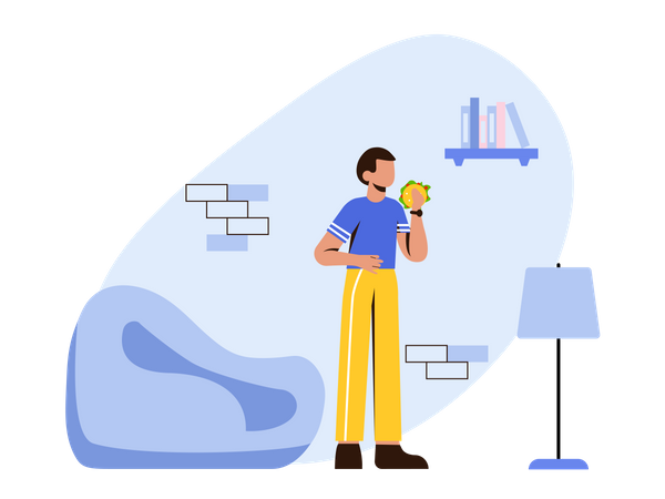 Man eating in lunch time Illustration