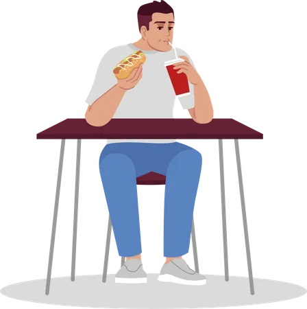 Man eating junk food Illustration