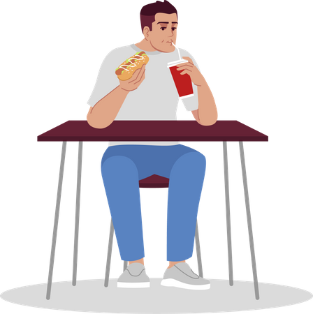 Man eating junk food  Illustration