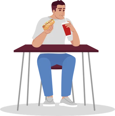 Man eating junk food  Illustration