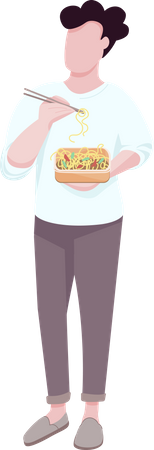 Man eating noodles Illustration