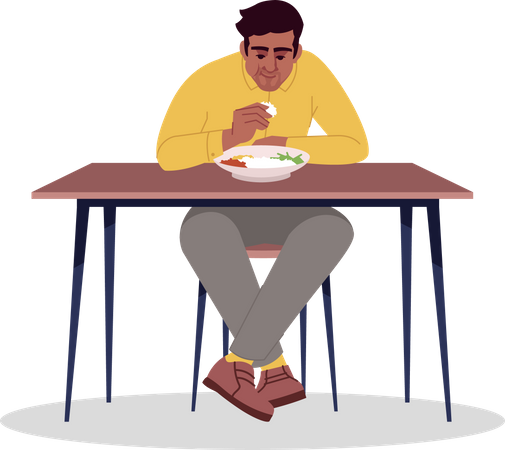 Man eating rice  Illustration