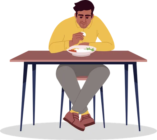 Man eating rice  Illustration