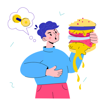 Man Eating Unhealthy  Illustration