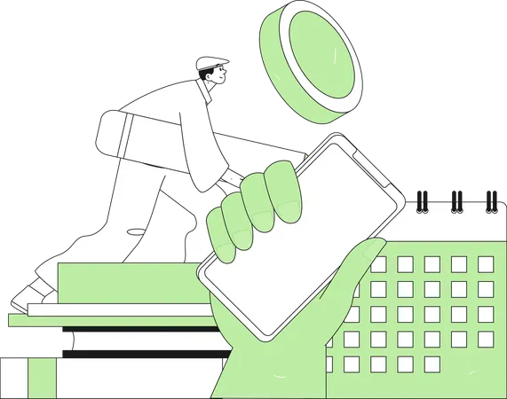 カレンダーのイベントを編集する男性  イラスト