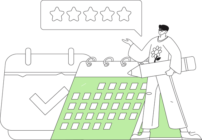 Man edit event in calendar  Illustration