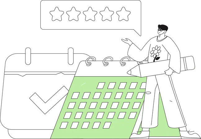 Man edit event in calendar  Illustration