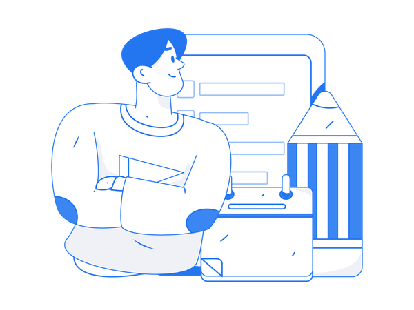 Man editing business schedule  Illustration
