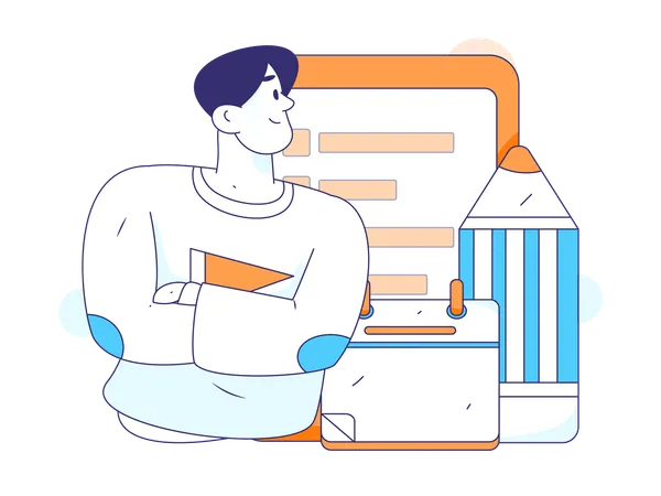 Man editing business schedule  Illustration