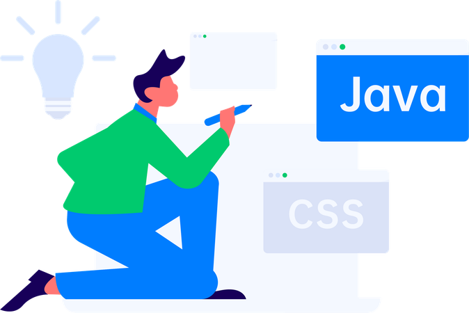 Man editing css codeing  Illustration