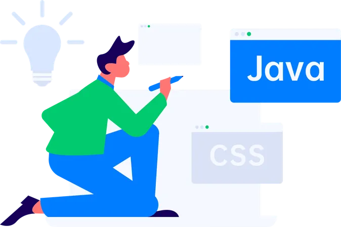 Man editing css codeing  Illustration