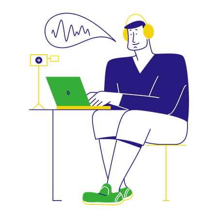 Man editing podcast  Illustration
