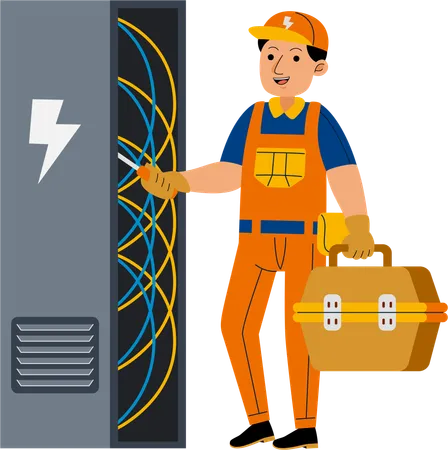 Man Electrician Profession Illustration