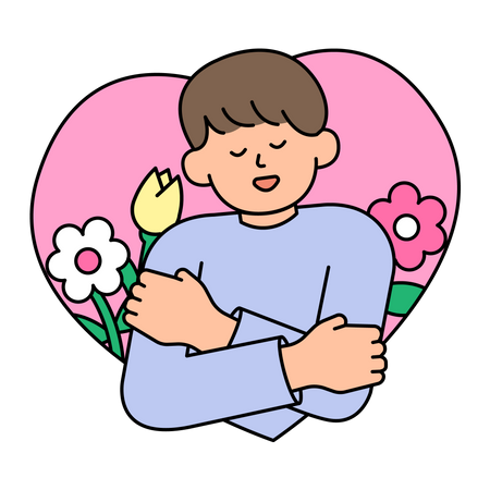 Man Embracing Himself  Illustration