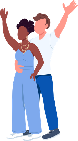 Man embracing woman Illustration