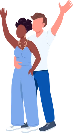 Man Embracing Woman Semi Flat Color Vector Characters Standing Figures Full Body People On White Honeymoon Destination Simple Cartoon Style Illustration For Web Graphic Design And Animation Illustration
