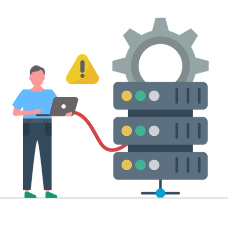 Man employee monitoring Server  Illustration