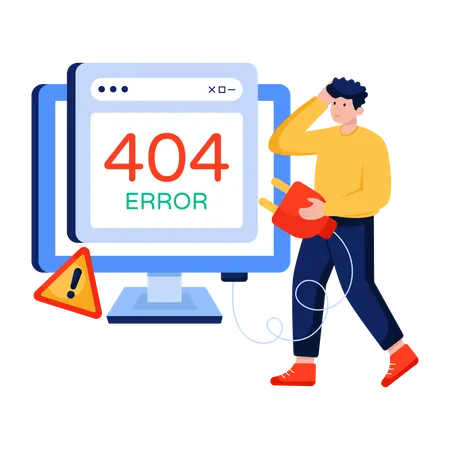 Man encounters Error 404  Illustration