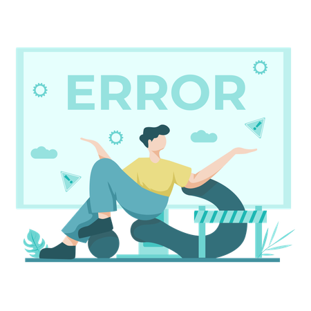 Man encounters Error Page  Illustration