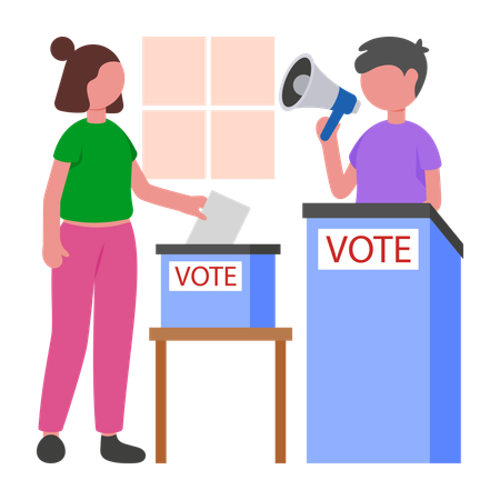 Man Encouraging For Vote  Illustration
