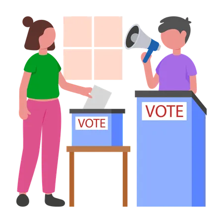 Man Encouraging For Vote  Illustration