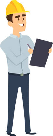 Man engineer holding plan  Illustration