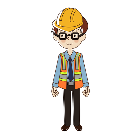 Man engineer with safety helmet  Illustration