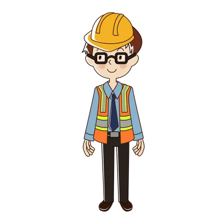 Man engineer with safety helmet  Illustration